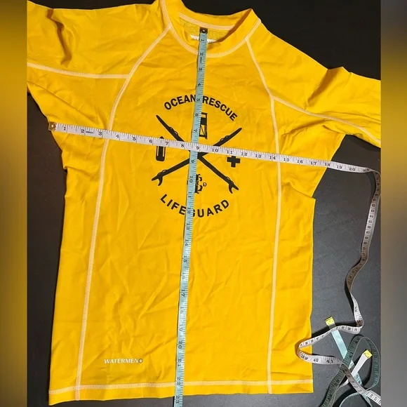 Kids UPF 50+Rash-guard Yellow Ocean Rescue Lifeguard Long Sleeve Shirt - Picture 8 of 9
